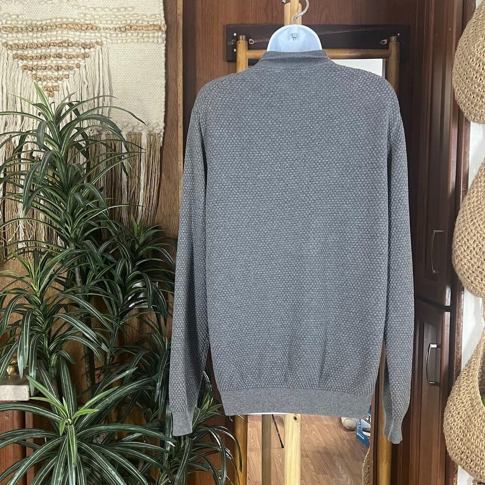Massimo Dutti Zip Sweater Mens XL Gray Cotton Cashmere Knit Jacket Full Zip - Picture 2 of 12